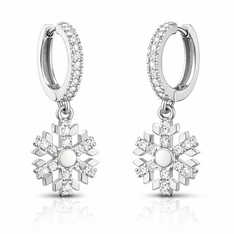 Dangle Earrings - Silver-Tone Cubic Zirconia Snowflake Charm