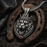 Collier homme - Pendentif lion couronné en argent sterling, pièce maîtresse