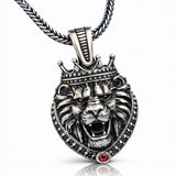 Collier homme - Pendentif lion couronné en argent sterling, pièce maîtresse