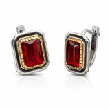 Sterling Silver Ruby Earrings - Authentic Gold-Tone Beaded Design