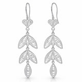 Dangle Earrings - Elegant Sterling Silver Filigree Leaf Drop