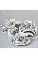 Gural Porselen Mental Premium Porcelain Coffee Cup Set - 12 Piece, 6 Person - TryAladdin