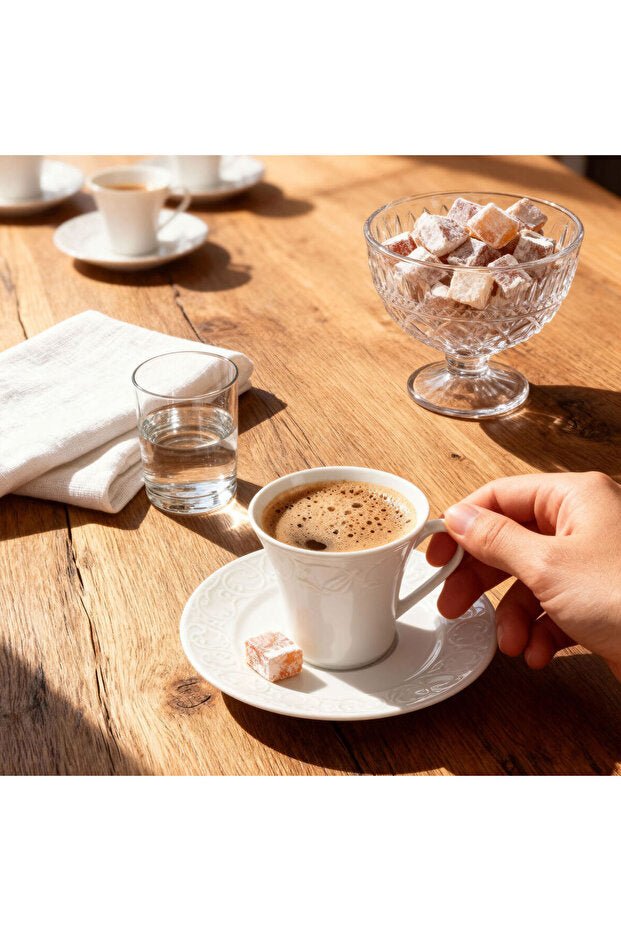 Gural Porselen Premium Bahar Dali Turkish Coffee Set - 6 Piece Porcelain - TryAladdin