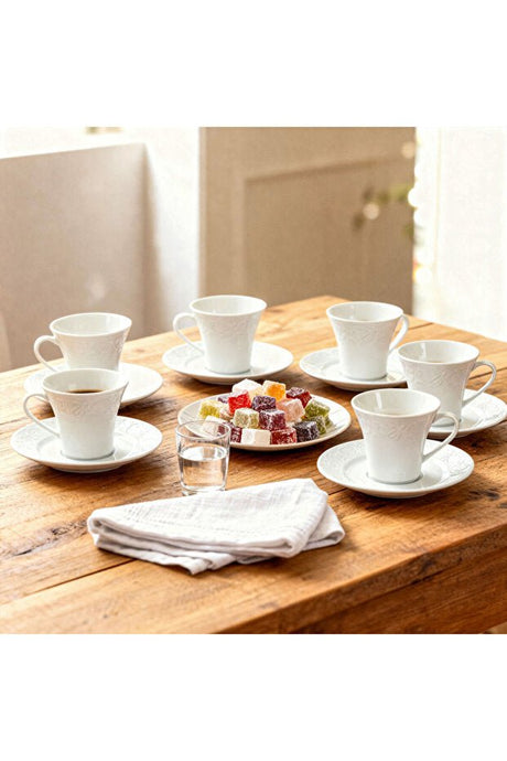 Gural Porselen Premium Bahar Dali Turkish Coffee Set - 6 Piece Porcelain - TryAladdin