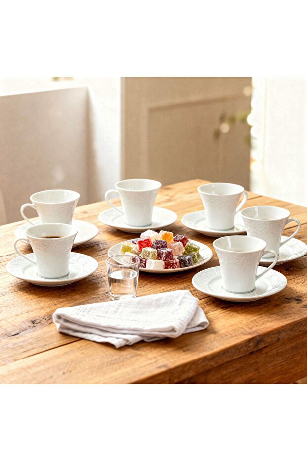 Gural Porselen Premium Bahar Dali Turkish Coffee Set - 6 Piece Porcelain - TryAladdin