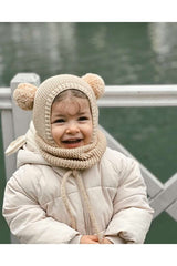 Hand - Knitted Pom - Pom Hat & Neck Warmer Set - TryAladdin