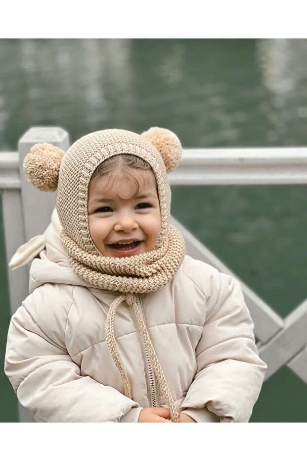 Hand - Knitted Pom - Pom Hat & Neck Warmer Set - TryAladdin