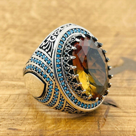 Handcrafted Multi - Color Zultanite Stone Men's Ring