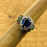 Handcrafted Multi Stone Reversible Ring