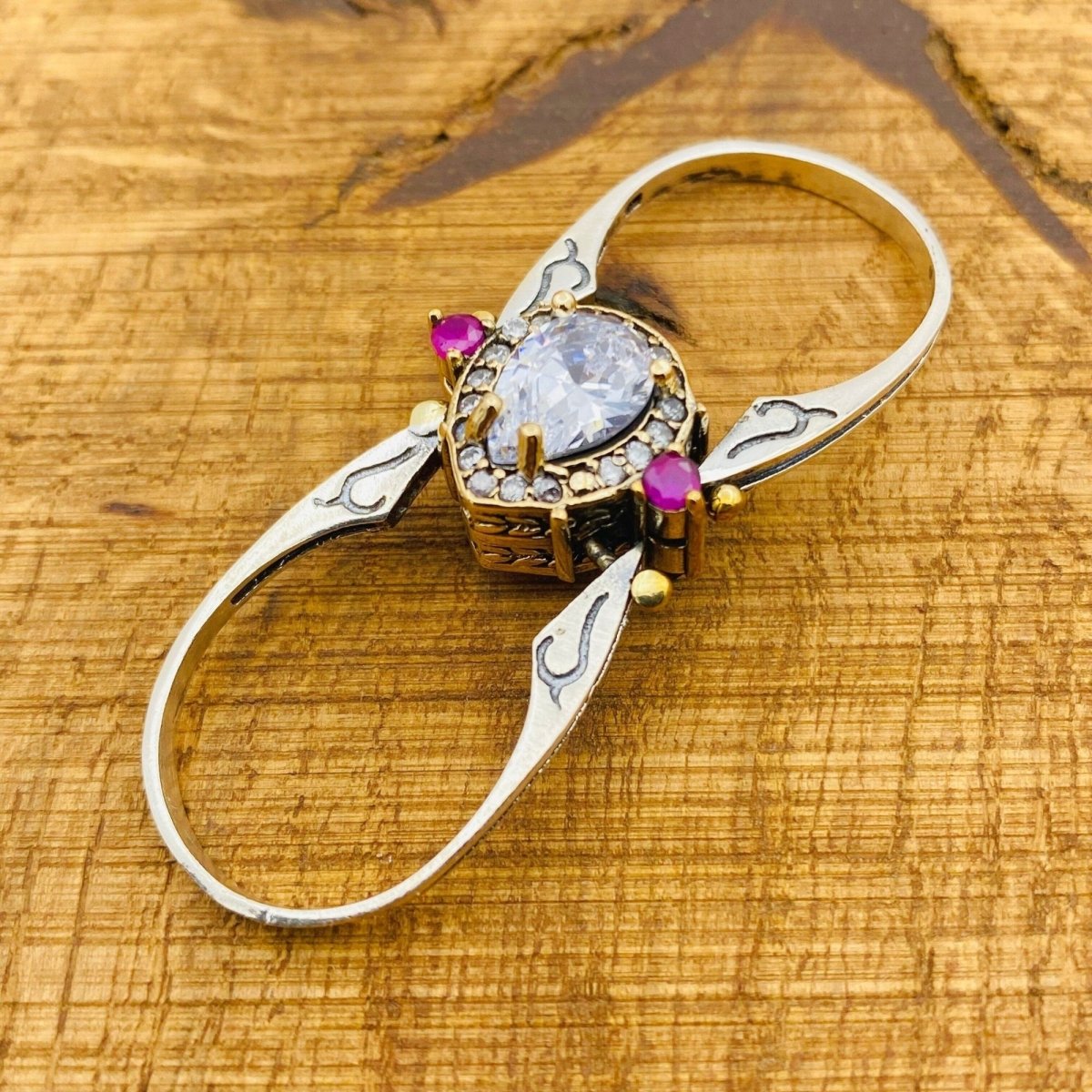 Handcrafted Multi Stone Reversible Ring