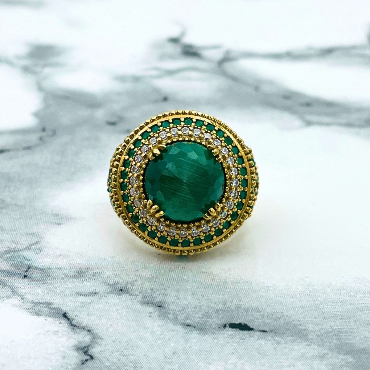 Handcrafted Ottoman Style Malachite 925 Sterling Silver Jewelry Set - Necklace, Ring, Earrings & Bracelet - TryAladdin