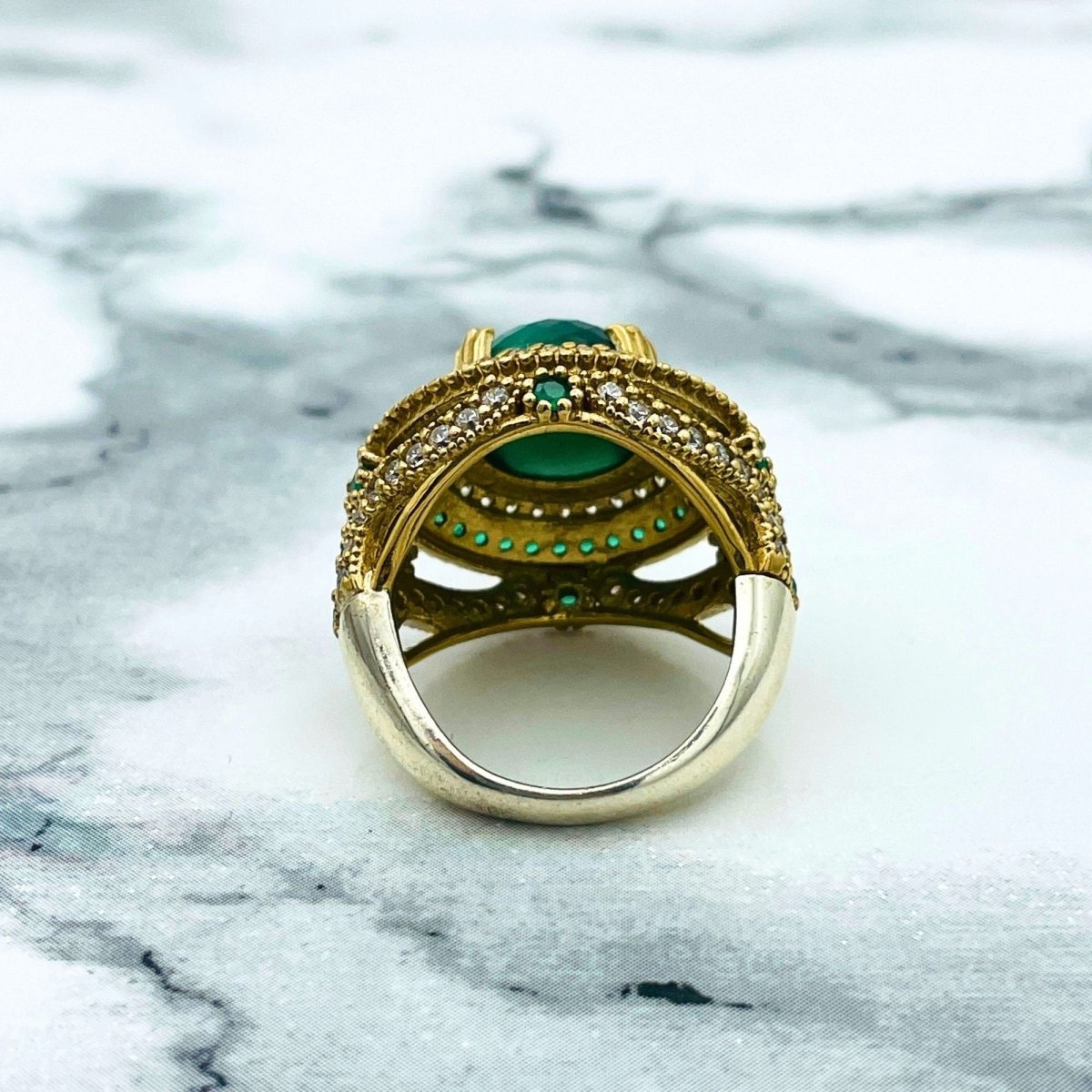 Handcrafted Ottoman Style Malachite 925 Sterling Silver Jewelry Set - Necklace, Ring, Earrings & Bracelet - TryAladdin