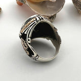 Handcrafted Turkish 925 Sterling Silver Men's Onyx Ring - Bold Artisan Jewelry Gift for Him - TryAladdin