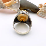 Handcrafted Turkish 925 Sterling Silver Men's Ring with Natural Brown Agate Stone - TryAladdin