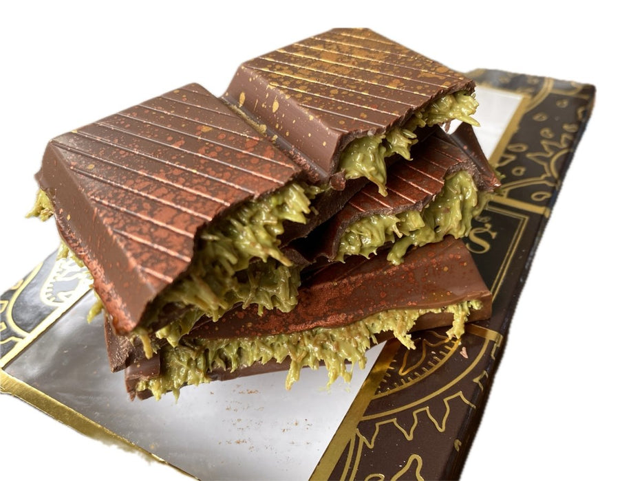 Handmade Dubai Chocolate Tablet - Belgian Chocolate with Pistachio & Roasted Kadayif