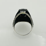 Handmade Men's Black Onyx Eagle Silver Ring