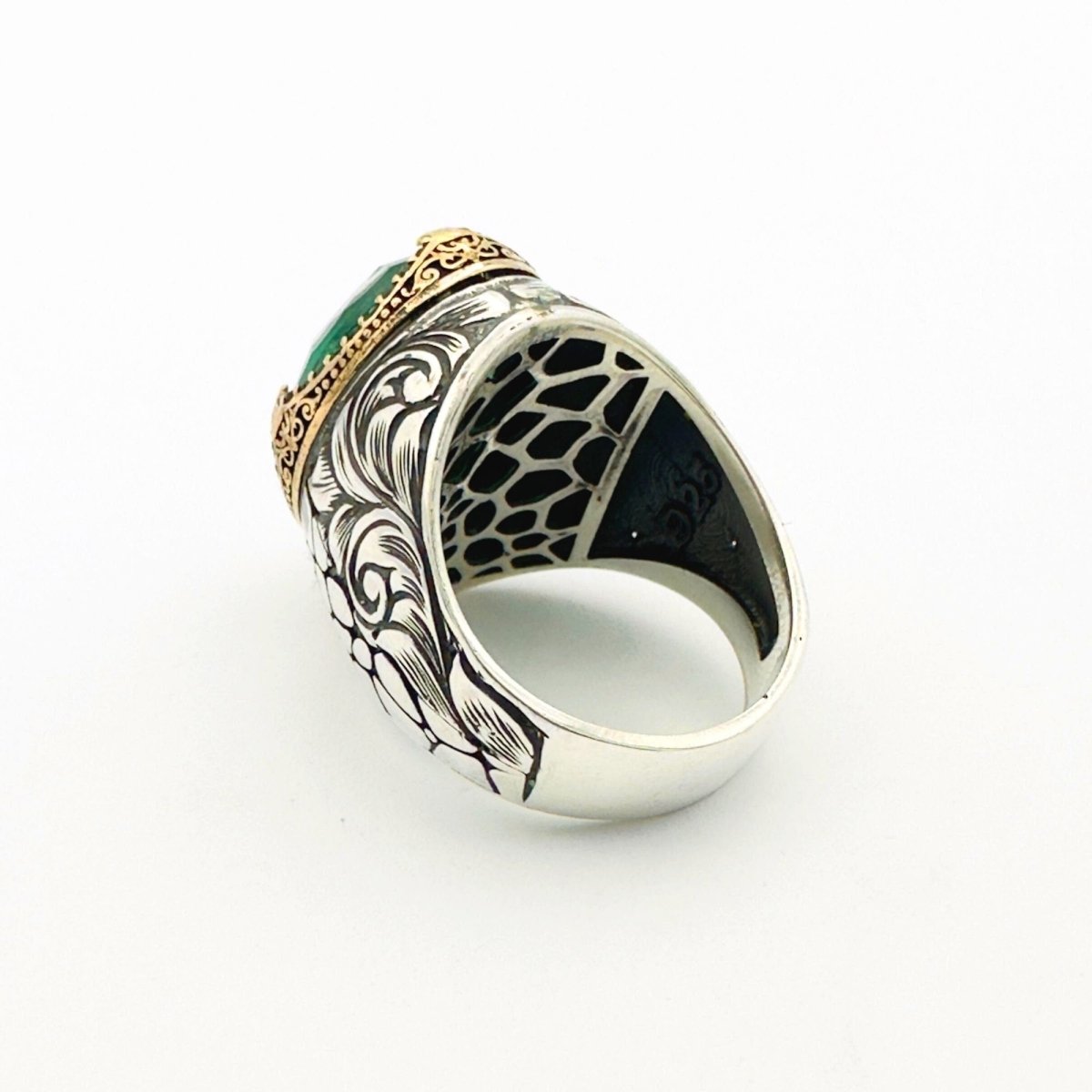 Handmade Men's Oval Tourmaline Stone Silver Ring