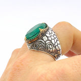 Handmade Men's Oval Tourmaline Stone Silver Ring