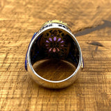 Handmade Men's Sterling Silver Purple Tourmaline Ring - Authentic Turkish Ottoman Style Statement Jewelry - TryAladdin