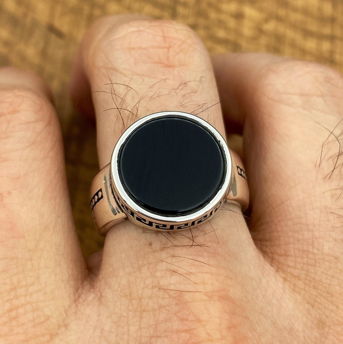 Handmade Minimalist Oval Black Onyx Silver Ring