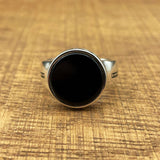 Handmade Minimalist Oval Black Onyx Silver Ring