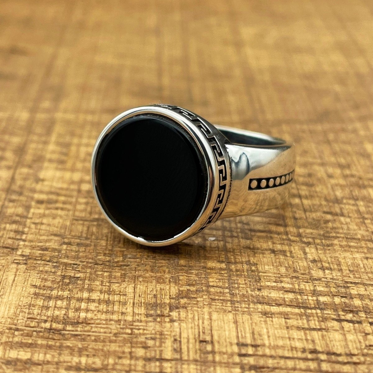 Handmade Minimalist Oval Black Onyx Silver Ring