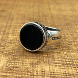 Handmade Minimalist Oval Black Onyx Silver Ring - TryAladdin