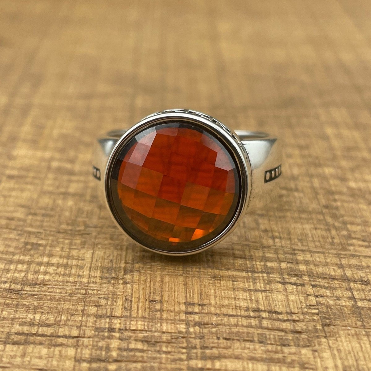 Handmade Minimalist Oval Red Zircon Silver Ring