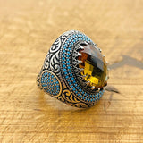 Handmade Ottoman Multi - Color Zultanite Stone Men's Ring