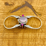 Handmade Reversible Turquoise & Pink Quartz Sterling Silver Ring | Turkish Artisan Two - in - One Design - TryAladdin