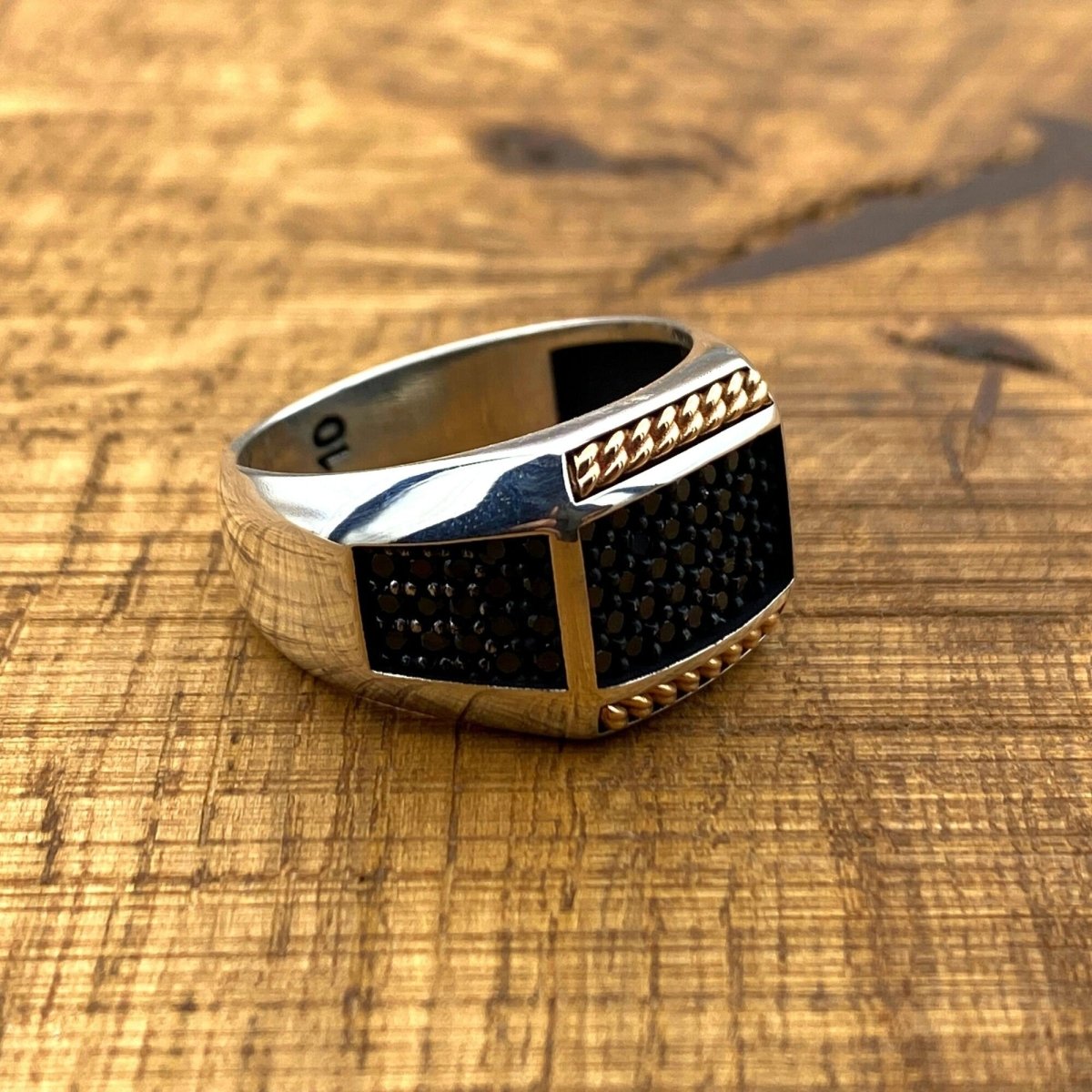 Handmade Turkish 925 Sterling Silver Black Onyx Men's Ring - Unique Minimalist Design for Him - TryAladdin