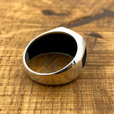 Handmade Turkish 925 Sterling Silver Black Onyx Men's Ring - Unique Minimalist Design for Him - TryAladdin