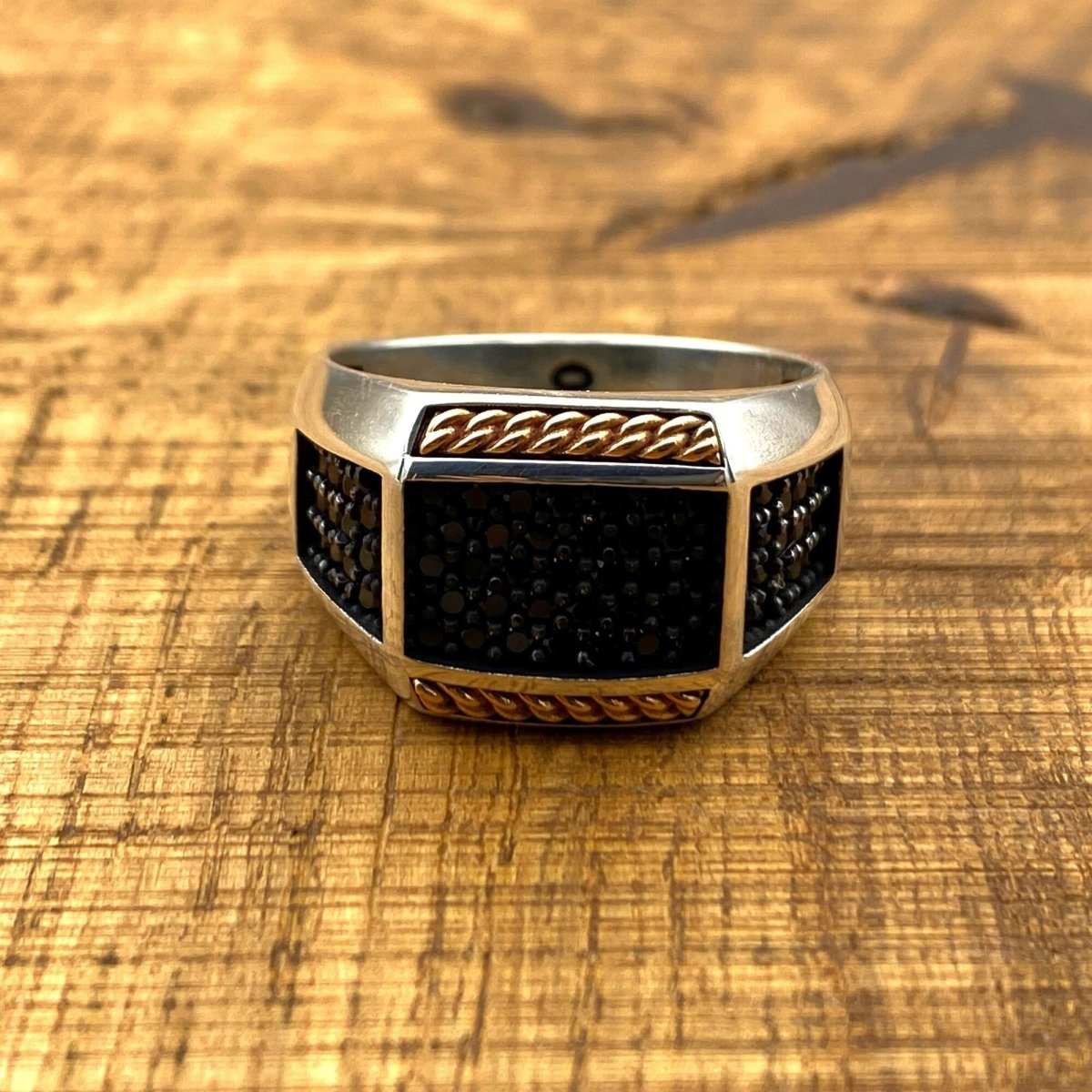 Handmade Turkish 925 Sterling Silver Black Onyx Men's Ring - Unique Minimalist Design for Him - TryAladdin