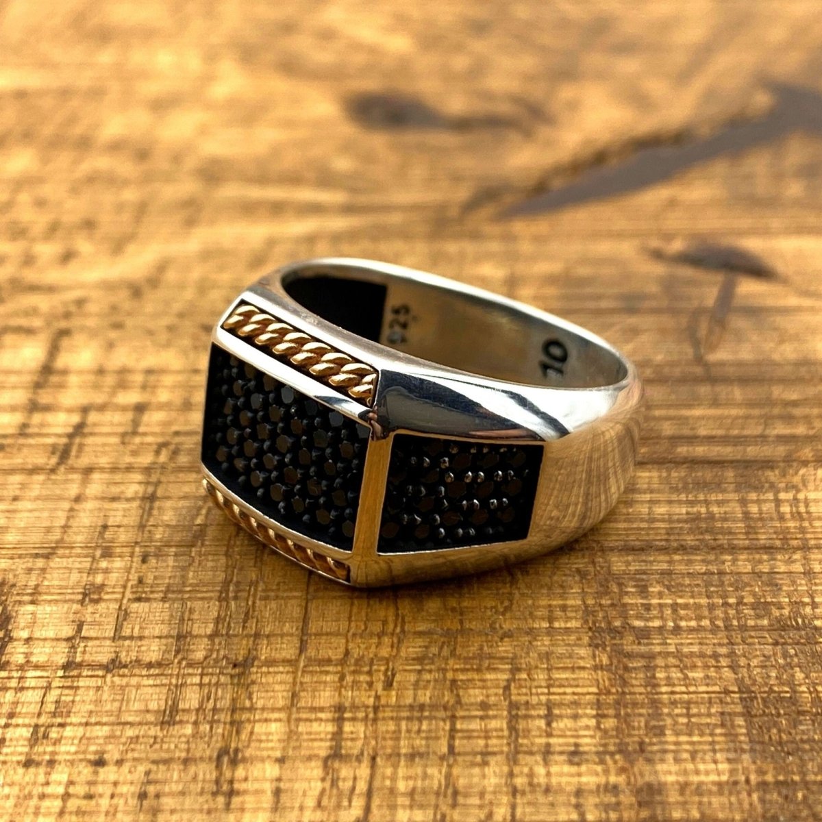 Handmade Turkish 925 Sterling Silver Black Onyx Men's Ring - Unique Minimalist Design for Him - TryAladdin