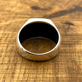 Handmade Turkish 925 Sterling Silver Black Onyx Men's Ring - Unique Minimalist Design for Him - TryAladdin