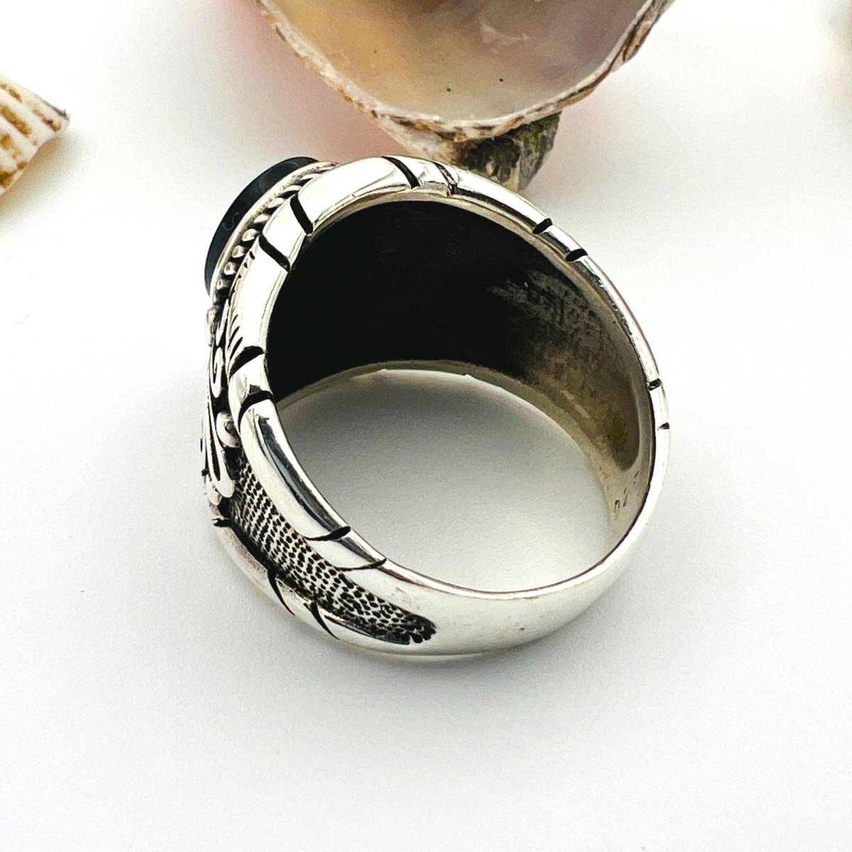 Handmade Turkish 925 Sterling Silver Men's Ring | Vibrant Green Emerald Square Cut - TryAladdin