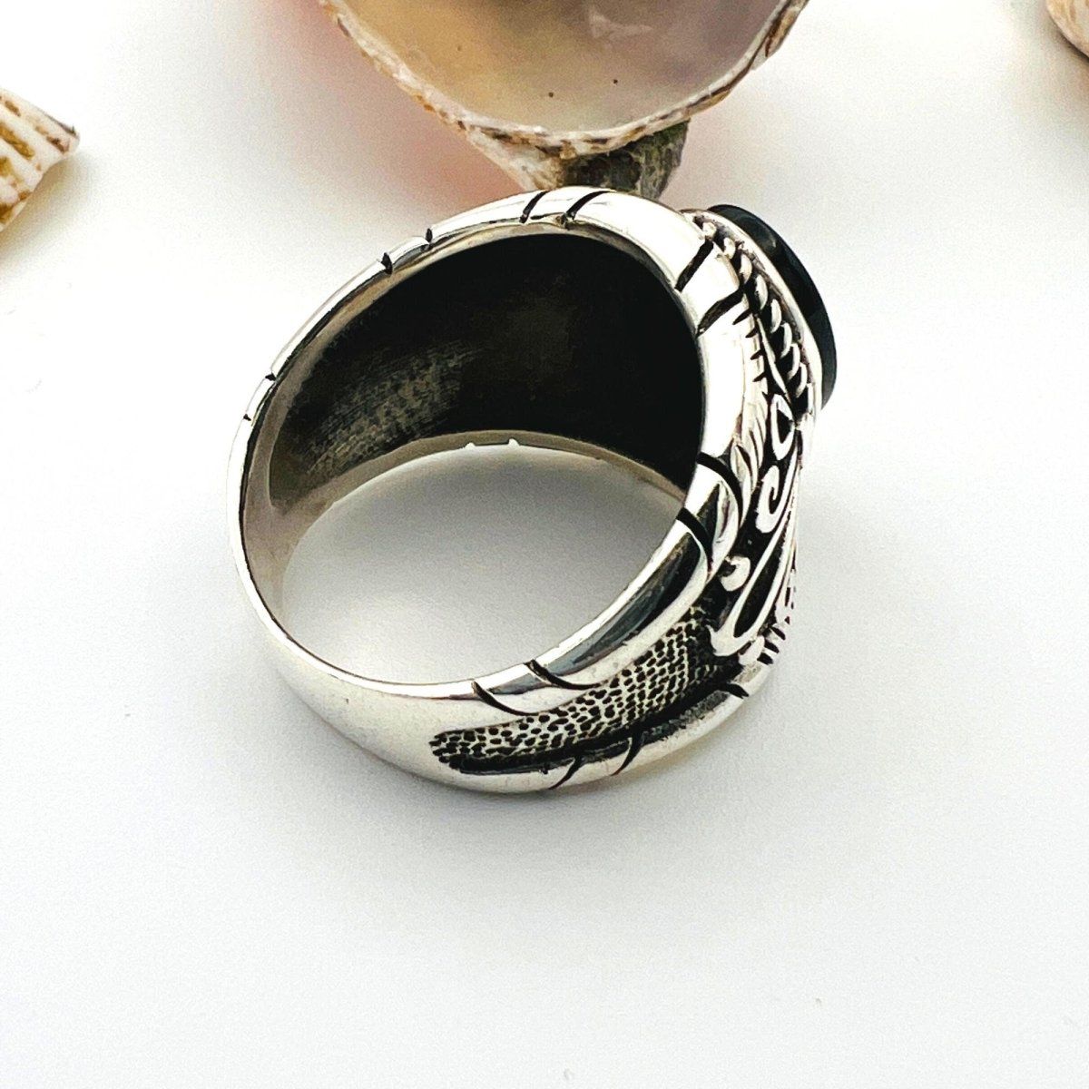 Handmade Turkish 925 Sterling Silver Men's Ring | Vibrant Green Emerald Square Cut - TryAladdin