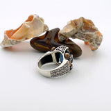 Handmade Turkish 925 Sterling Silver Men's Turquoise Ring - Classic Ottoman Style - TryAladdin