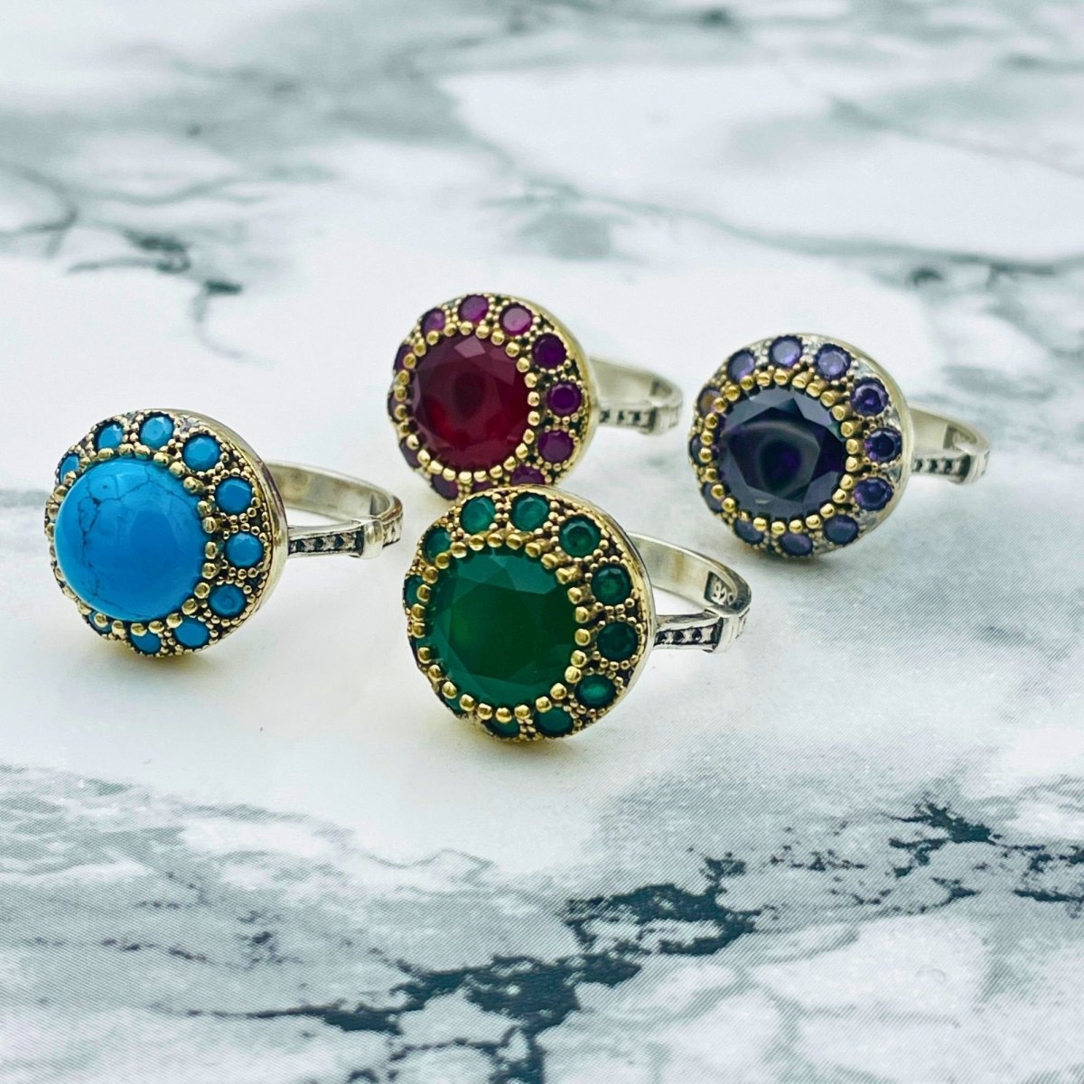 Handmade Turkish Amethyst 925 Sterling Silver Ring | Ottoman Floral Design - TryAladdin