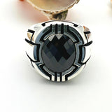 Handmade Turkish Black Onyx Men's Sterling Silver Ring - 925 Artisan Gents Jewelry Gift - TryAladdin