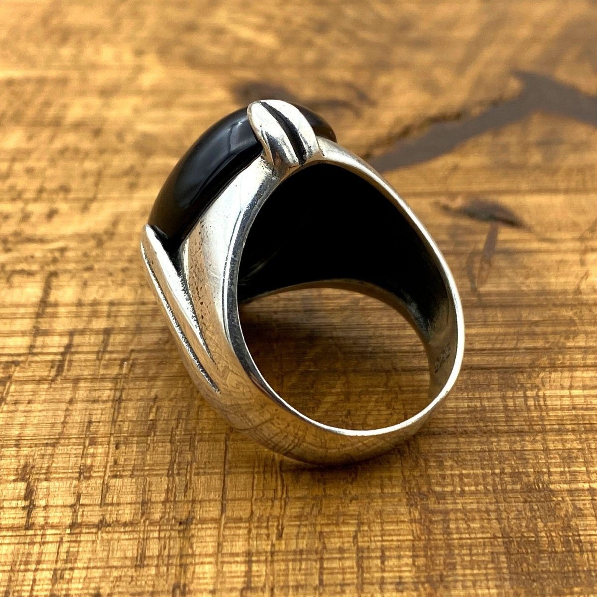 Handmade Turkish Men's 925 Sterling Silver Black Onyx Ring - Bold Statement Jewelry & Gift for Him - TryAladdin