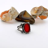 Handmade Turkish Men's 925 Sterling Silver Red Agate Stone Statement Ring - TryAladdin