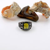Handmade Turkish Sterling Silver Men's Ring with Genuine Yellow Amber Stone - Unique Gift for Him - TryAladdin