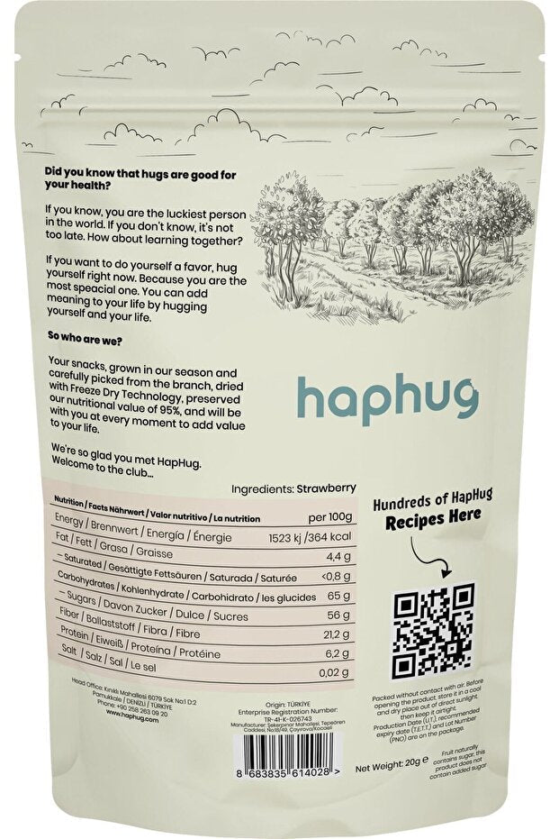 Haphug Premium Freeze - Dried Strawberry Fruit Crisps - 20g - TryAladdin