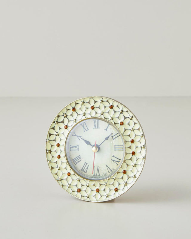 Professional Grade Metal Desk Clock Cream Finish