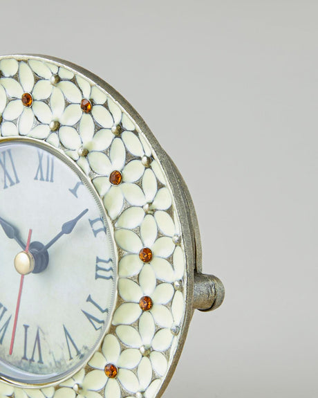 Professional Grade Metal Desk Clock Cream Finish