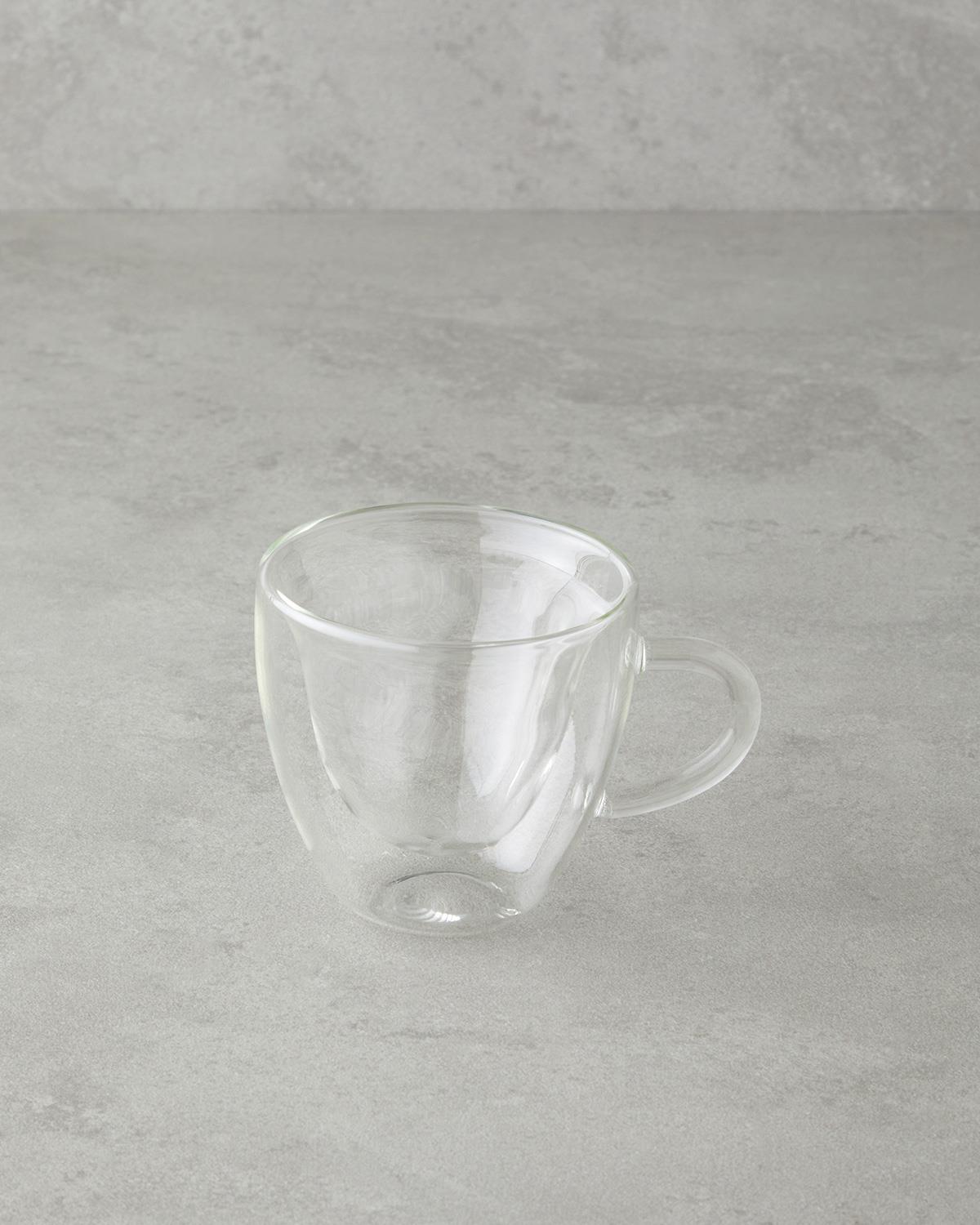 Professional Clear Double Wall Borosilicate Glass Mug Heart Shape
