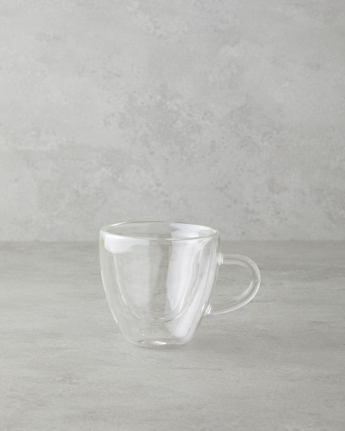Professional Clear Double Wall Borosilicate Glass Mug Heart Shape