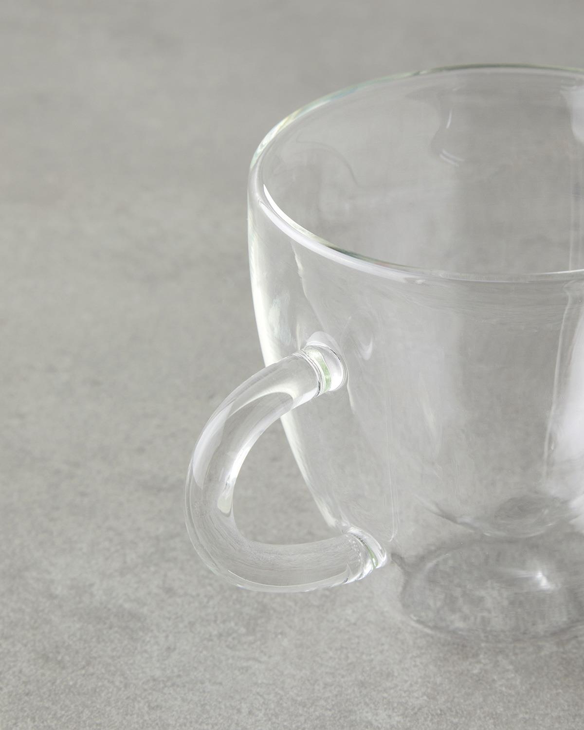 Professional Clear Double Wall Borosilicate Glass Mug Heart Shape