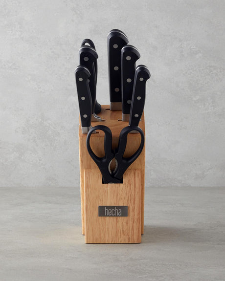 Professional Grade 8 Piece Stainless Steel Chef Knife Set   Black